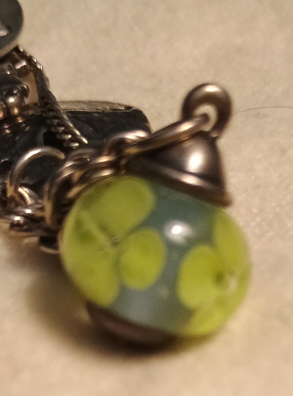 James Avery Lime Green Finial Glass Charm